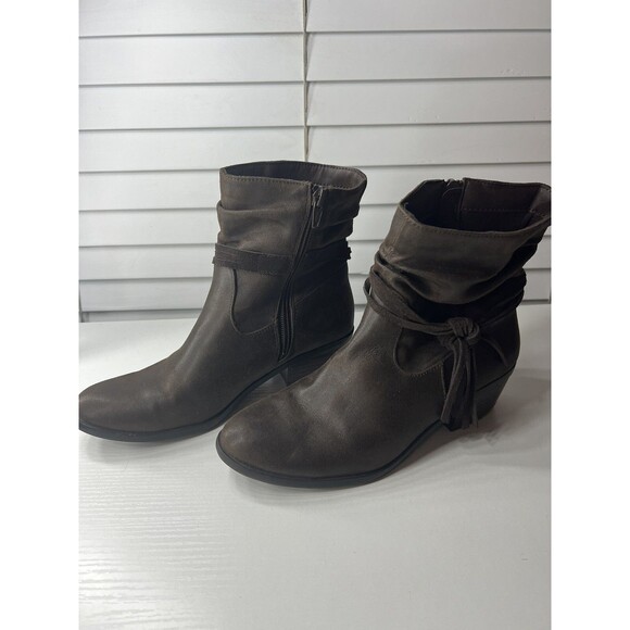Wear Ever Pimone Brown Leather Decorative Braided Straps Ankle Boots Womens 6 M - Picture 1 of 6